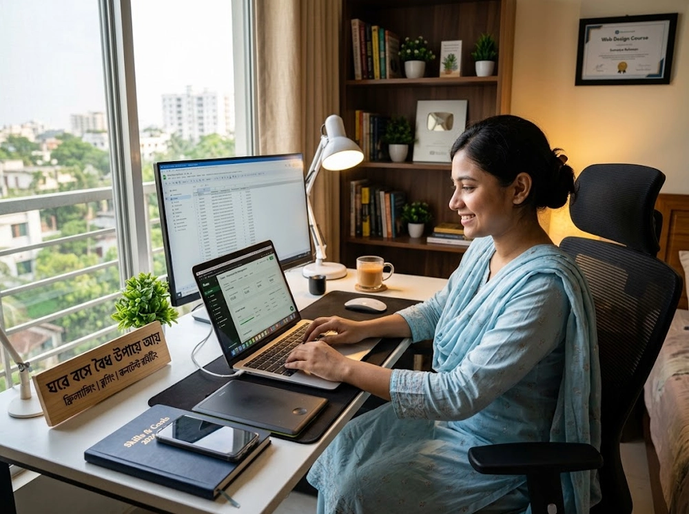 ঘরে বসে আয় করা যায় যেসব বৈধ উপায়ে