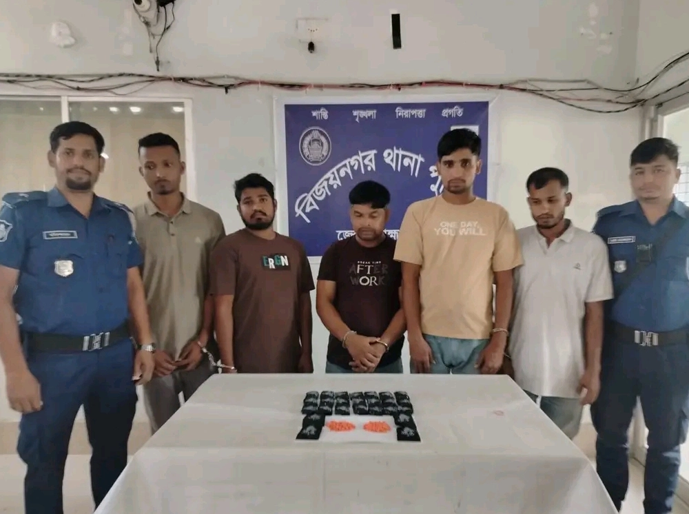 ব্রাহ্মণবাড়িয়ায় ৫ হাজার পিস ইয়াবাসহ ৫ মাদক কারবারি গ্রেফতার