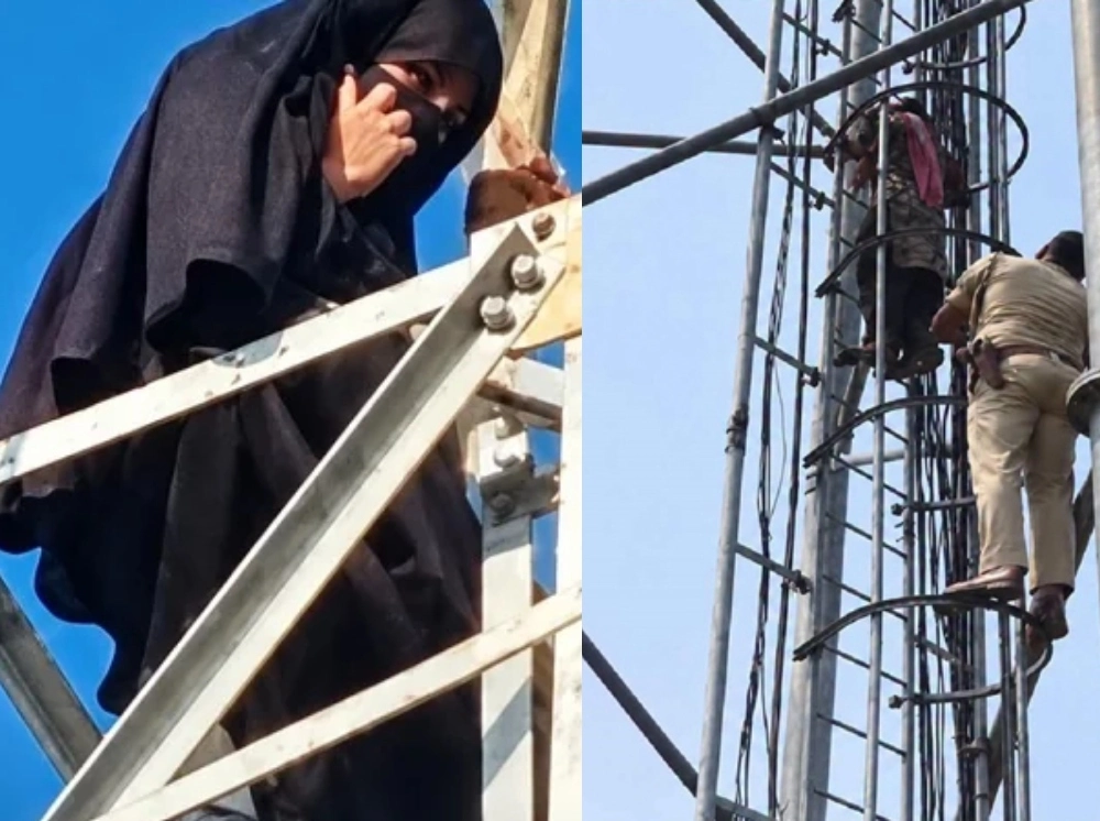 পরিবার সম্পর্ক না মানায় ১০০ ফুট উঁচু টাওয়ারে তরুণী, নামলেন ভিডিও কলে বিয়ের পর