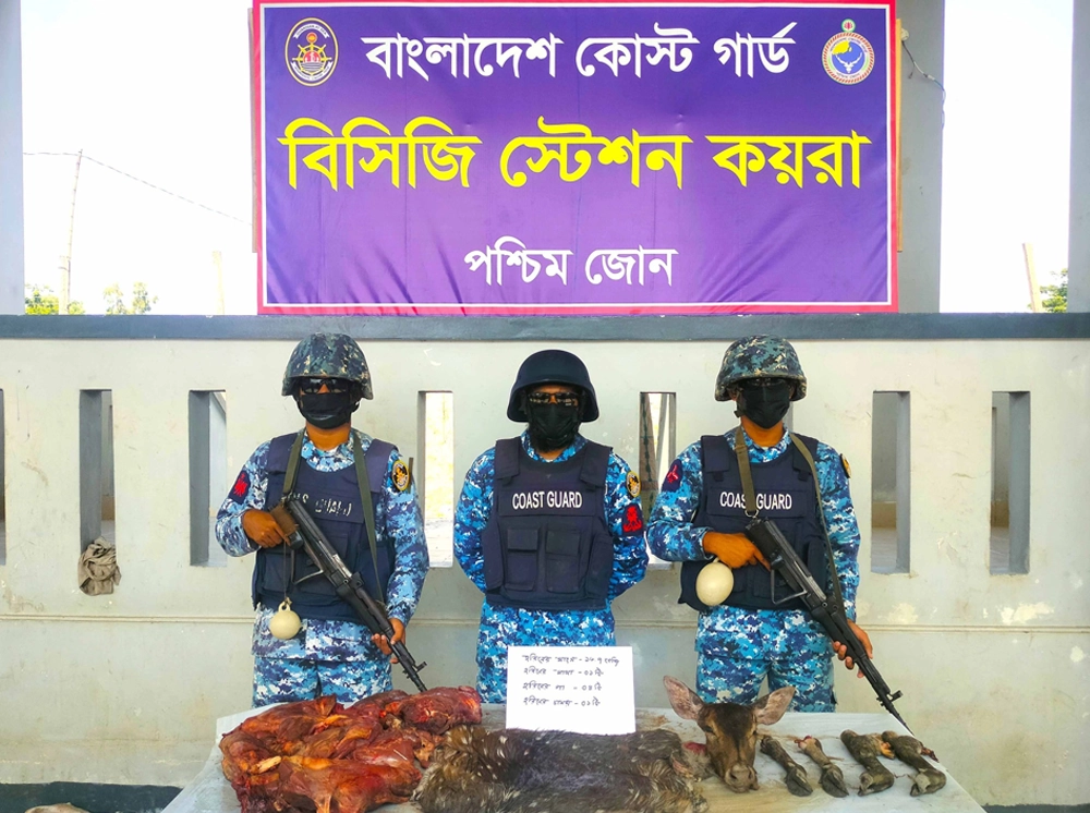 সুন্দরবনের গোলখালীতে হরিণের মাংস, মাথা-পা ও চামড়া জব্দ