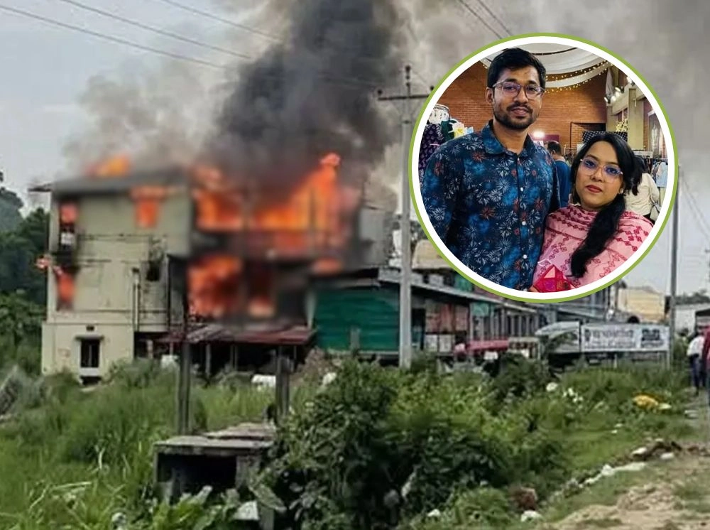 আগুনের গোলা থেকে বাঁচাতে স্ত্রীকে দোতলা থেকে নিচে ফেলে দেন মাসুদ