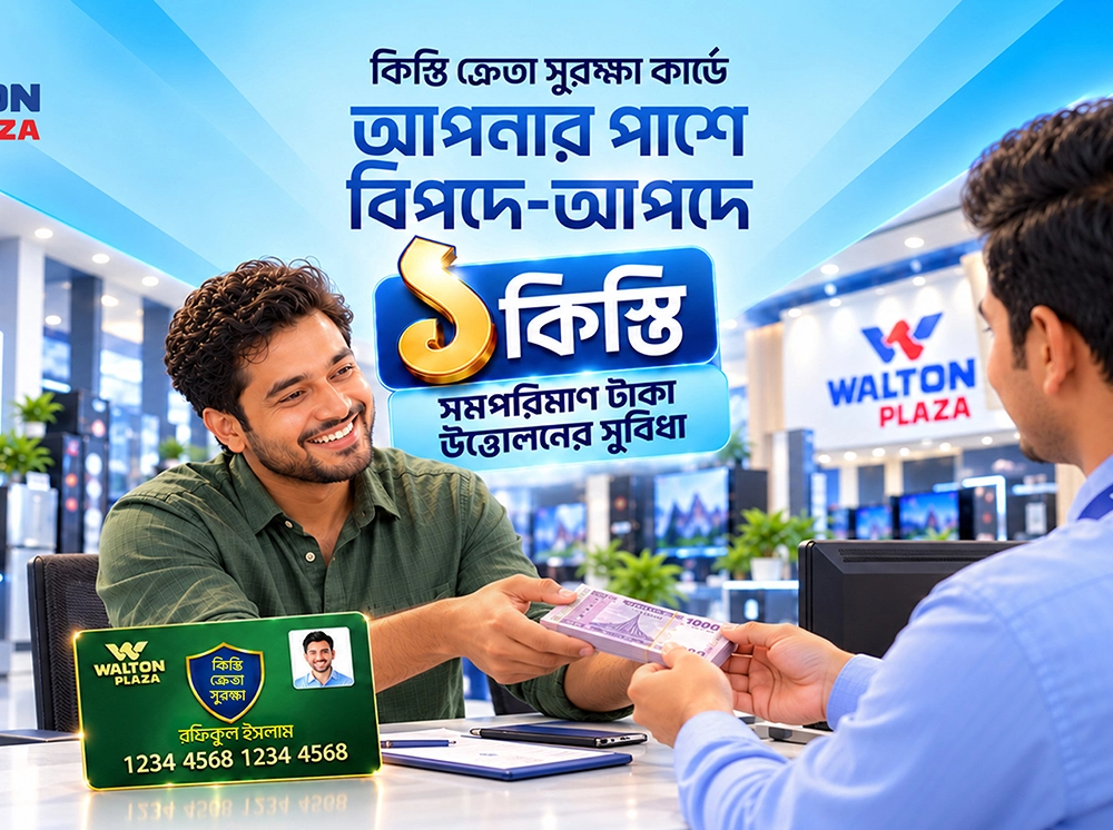 জরুরি প্রয়োজনে এক কিস্তির সমপরিমাণ অর্থ উত্তোলন করতে পারবেন ওয়ালটন প্লাজার ক্রেতারা