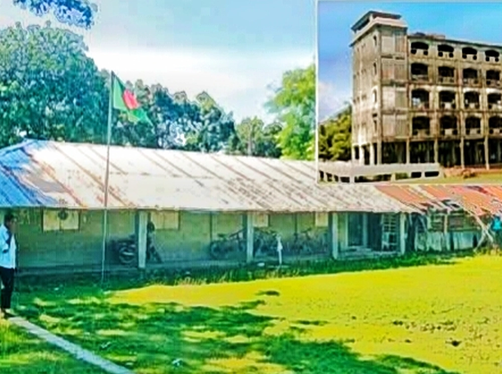 তালতলীতে টিনশেডে ক্লাস, পড়ে আছে ৭ কোটি টাকার ভবন