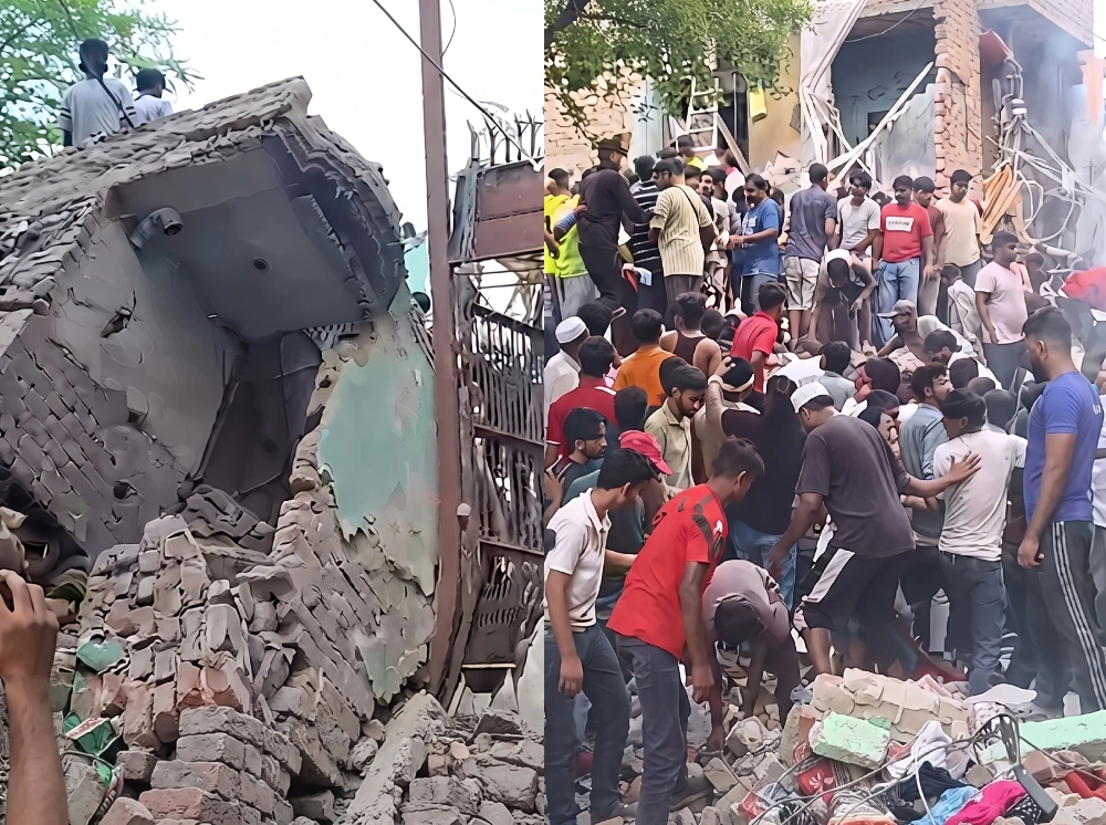 দিল্লিতে ধসে পড়ল ৫ তলা ভবন